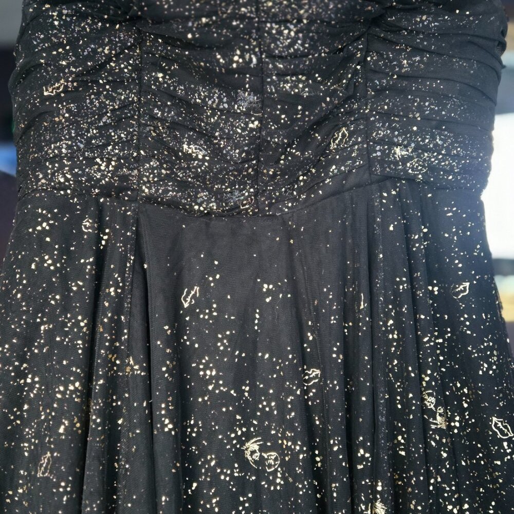 TORRID BETSEY JOHNSON GOTH PIN UP BLACK GOLD STRAPLESS TULLE TEA DRESS 18 - Picture 7 of 11